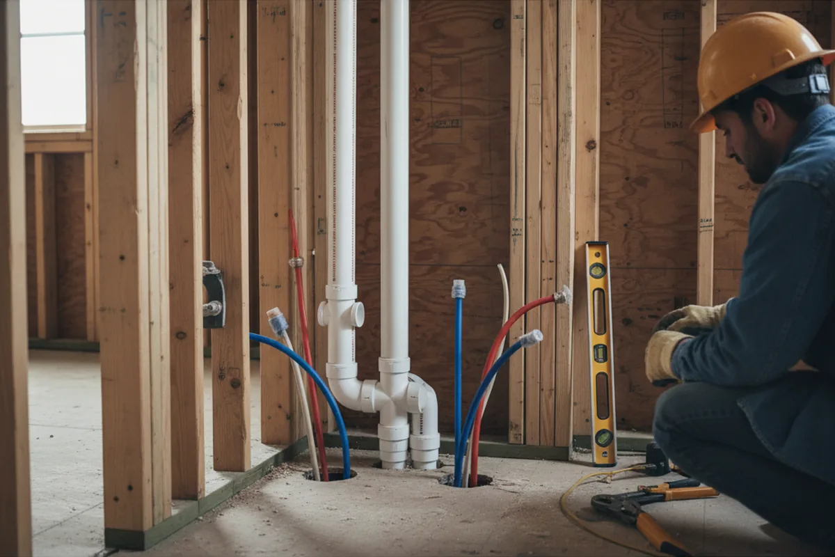 Drain and supply rough-in during Garbage Disposal Repair in Goodland